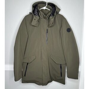 Woolrich Down Filled Parka Coat Mens Large Dark‎ Green Insulated Hooded Jacket